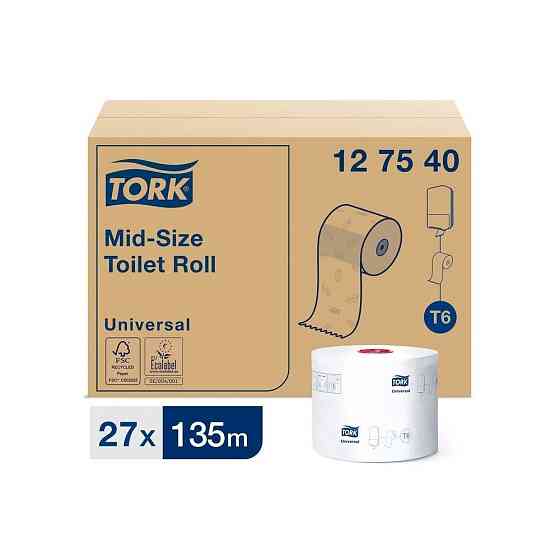 Бумага туалетная в Mid-size рулонах TORK Universal(T6) 1сл, 135м/рулон, белая, мягкая: 127540-20 