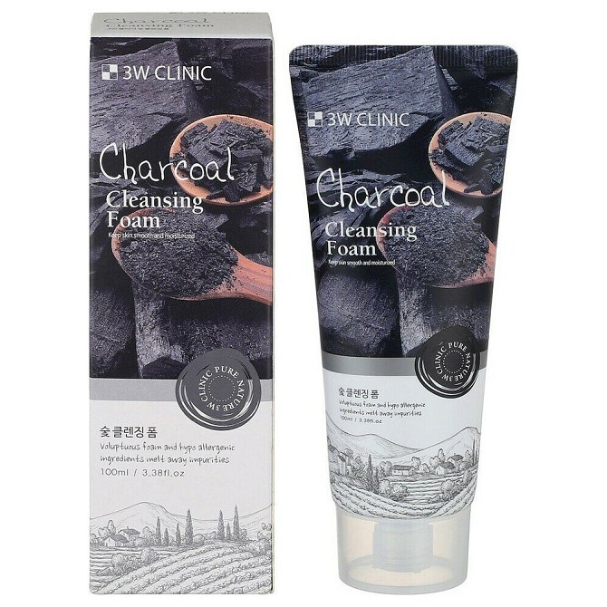 3W CLINIC Глубокоочищающая пенка для сужения пор Charcoal Cleansing Foam  - изображение 1