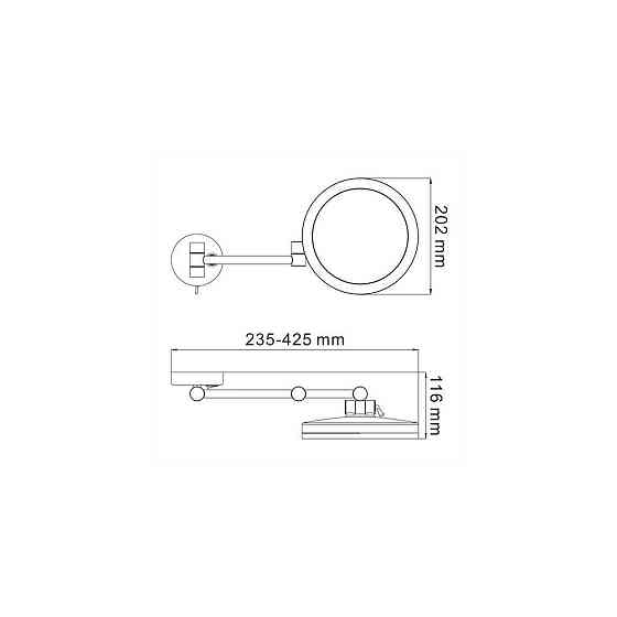 Зеркало Wasserkraft K-1004BLACK с LED-подсветкой, 3-х кратным увеличением 