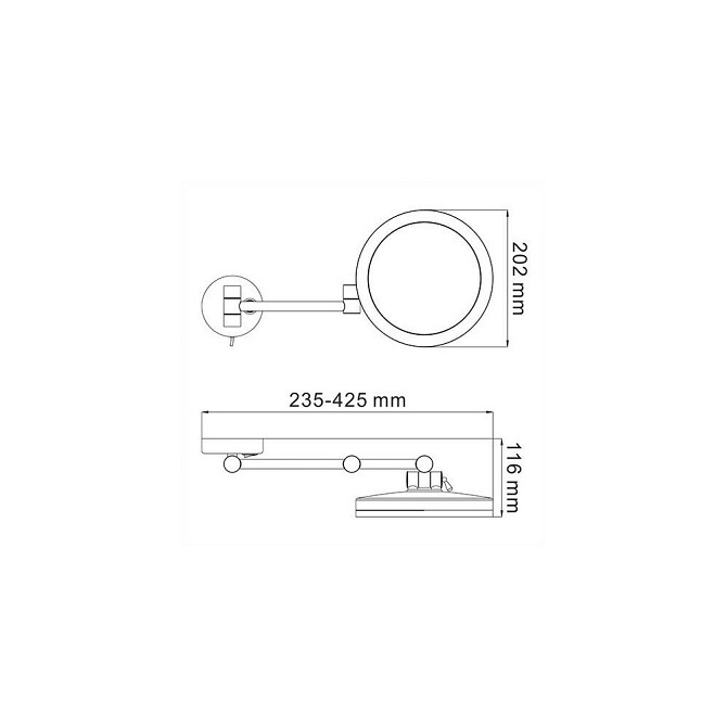 Зеркало Wasserkraft K-1004BLACK с LED-подсветкой, 3-х кратным увеличением  - изображение 3