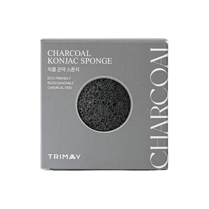 Спонж конняку с черным углем Trimay Charcoal Konjak Sponge  - изображение 2