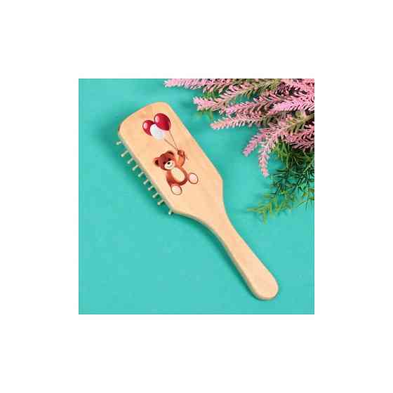 Расческа массажная детская «Baby brush» Медвежонок, цвет корич, 22*6,5см 