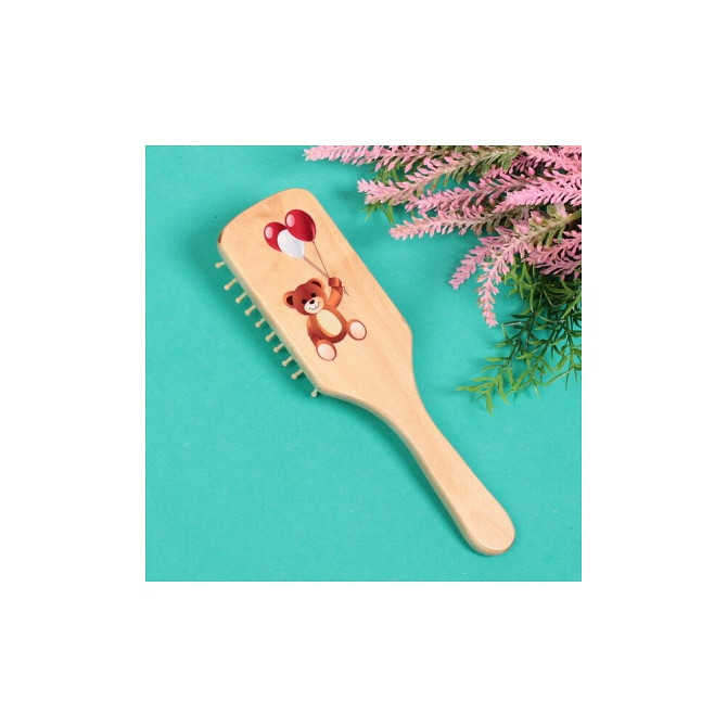 Расческа массажная детская «Baby brush» Медвежонок, цвет корич, 22*6,5см  - изображение 2