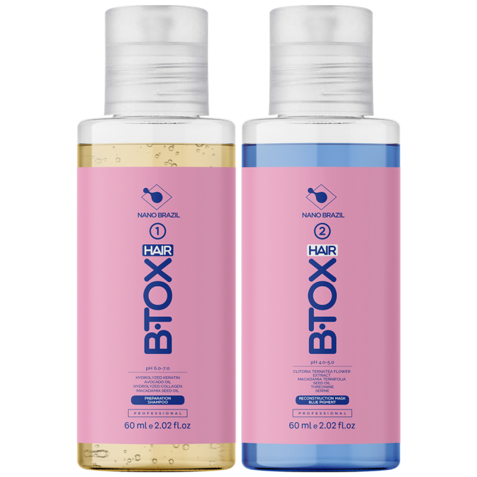 Ботокс для волос профессиональный набор HAIR B.TOX Blue с сине-фиолетовым пигментом, 2х60 мл  - изображение 1