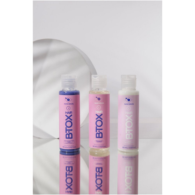 Ботокс для волос профессиональный набор HAIR B.TOX Blue с сине-фиолетовым пигментом, 2х60 мл  - изображение 2