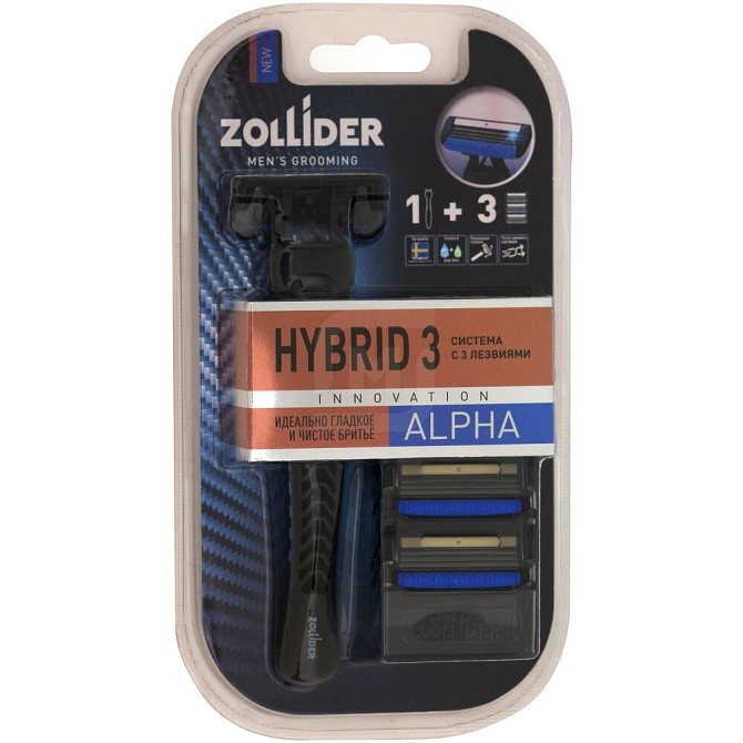 Многоразовый бритвенный станок Zollider Hybrid 3 Alpha, черный, 3 шт.  - изображение 2