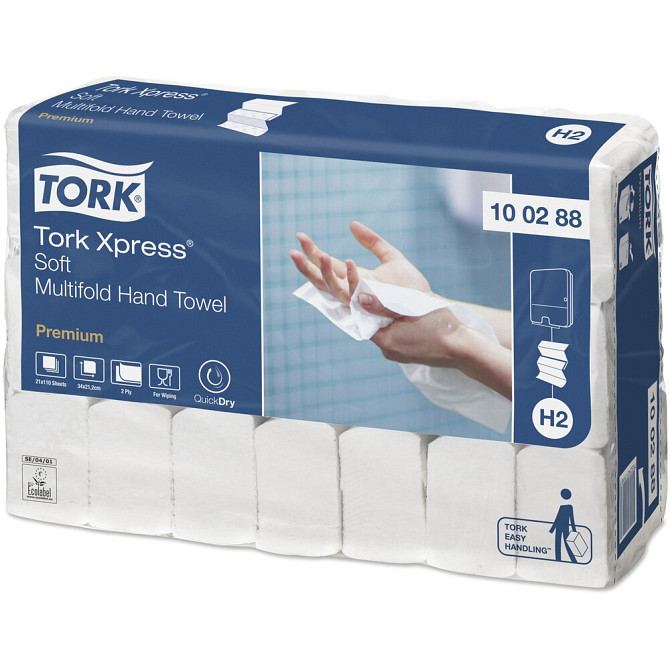 Полотенца бумажные TORK Xpress premium multifold 100288, 21 уп. 21 шт. 110 лист. 21.2 х 34 см  - изображение 1