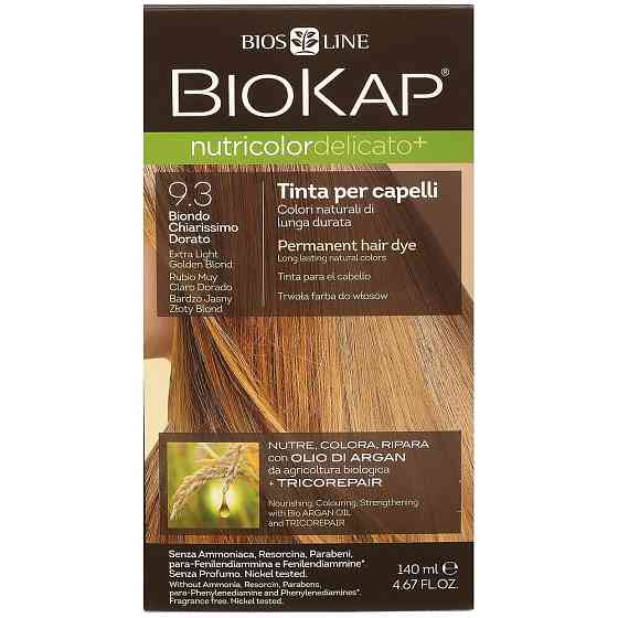 BioKap Nutricolor Delicato+ стойкая крем-краска для волос, 9.3 блондин светло-золотой 