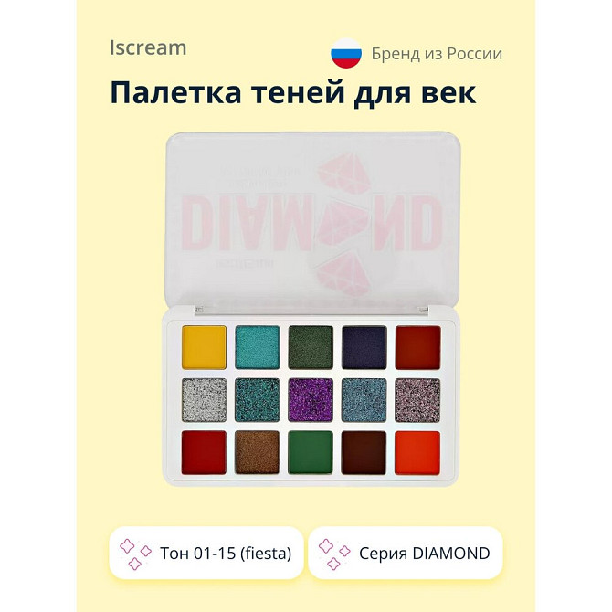 Палетка теней для век ISCREAM DIAMOND (date) тон 01-15  - изображение 1