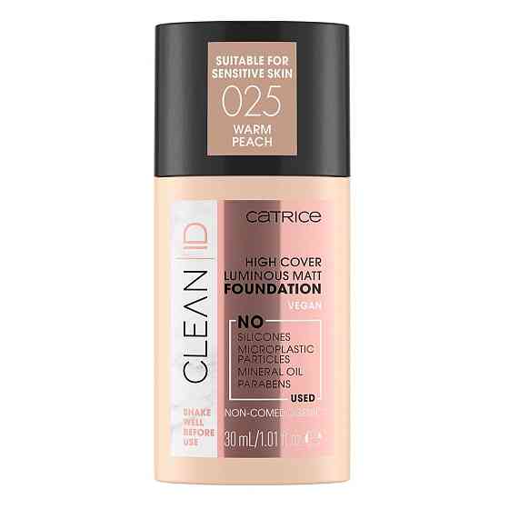 CATRICE Тональный крем Clean id high cover luminous matt foundation, 30 мл, оттенок: 025 Warm Peach 