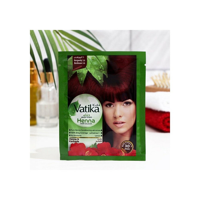 Vatika Натуральная краска на основе хны Henna Hair Colours, 3.6 burgundy, 60 мл, 10 г  - изображение 3
