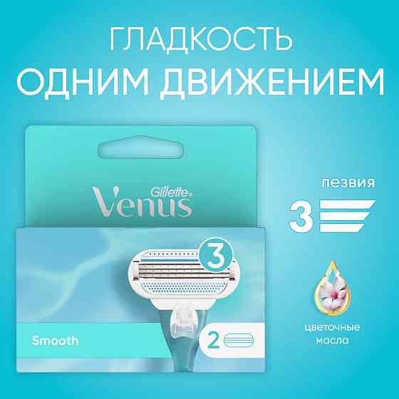 Venus Smooth Сменные кассеты, 1 шт., с 1 сменным лезвием в комплекте 