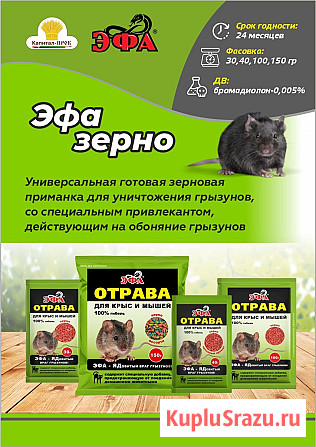 ЭФА зерновая приманка 100г – эффективное средство для борьбы с грызунами Балашиха - изображение 1
