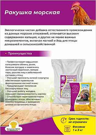 Ракушка морская кальциевая подкормка для кур, голубей и декоративных птиц 1кг Балашиха