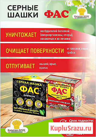 Серные шашки ФАС для фумигационной обработки пустых погребов и подвалов, парников, теплиц Балашиха - изображение 1