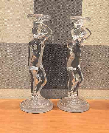 Подсвечник Девушка прозрачное стекло СССР Электросталь