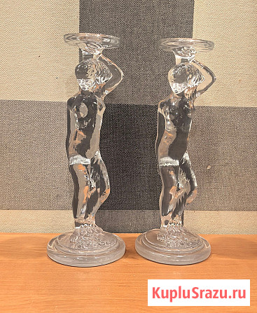 Подсвечник Девушка прозрачное стекло СССР Электросталь - изображение 1