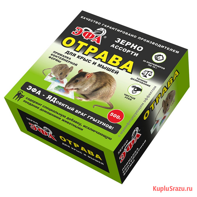 Эфа Зерно Ассорти в контейнерах 500г – ваш надежный щит от крыс и мышей Балашиха - изображение 1