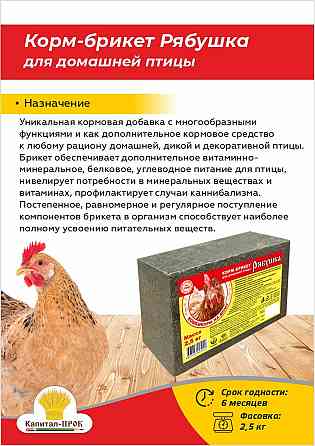 Корм-брикет Рябушка для домашней птицы 2, 5кг Москва