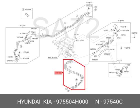 97550-4H000 Трубки заднего отопителя №-2 Hyundai Москва