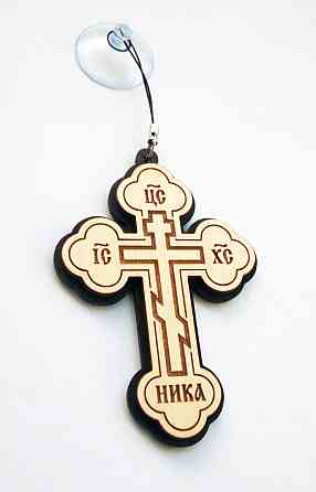 Крест деревянный в авто на присоске Алексеевка