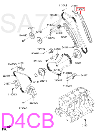24387-4A020 Успокоитель цепи верхней Hyundai Оригинал D4CB Москва