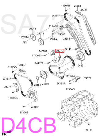 24376-4A020 Успокоитель цепи средней Hyundai D4CB Москва