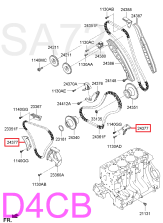24377-4A020 Успокоитель средней и нижней цепи Hyundai D4CB Москва