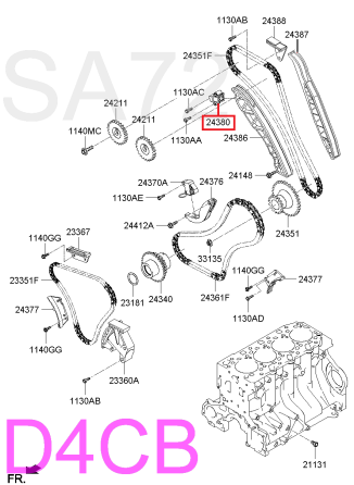 24380-4A020 Гидронатяжитель цепи Верхней Hyundai D4CB Москва