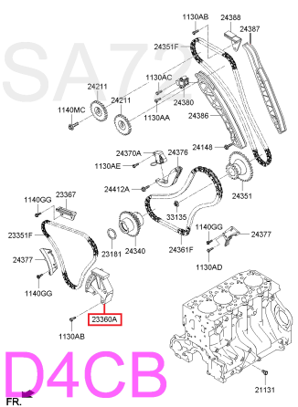 23360-4A020 Гидронатяжитель цепи нижней Hyundai D4CB Москва