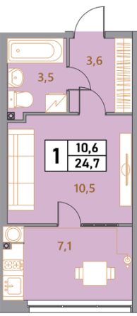 Квартира-студия, 24.7 м², 2/23 эт. на продажу в Ставрополе Ставрополь