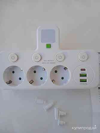 Розетка накладная тройная с ночником, USB зарядкой Липецк