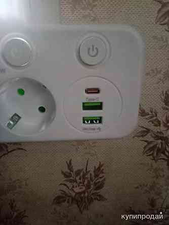 Розетка накладная тройная с ночником, USB зарядкой Липецк