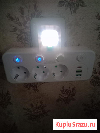Розетка накладная тройная с ночником, USB зарядкой Липецк - изображение 2