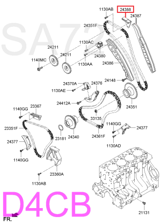 24388-4A020 Успокоитель цепи верхней Hyundai D4CB Москва