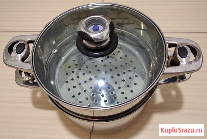 Пароварка bekker Germany 5 литров новая двойное дно из нержавеющей стали, 2 яруса крышка из проч Сыктывкар - изображение 1