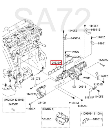 28312-4A700 Прокладка впускного коллектора Hyundai D4CB Euro 5 Москва