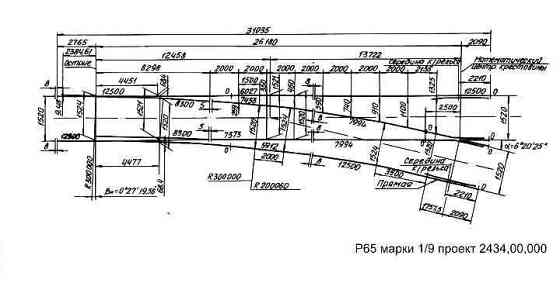 Р-65 1/9 пр.2434.00.000 стрелочные переводы, предлагаем из наличия Муром